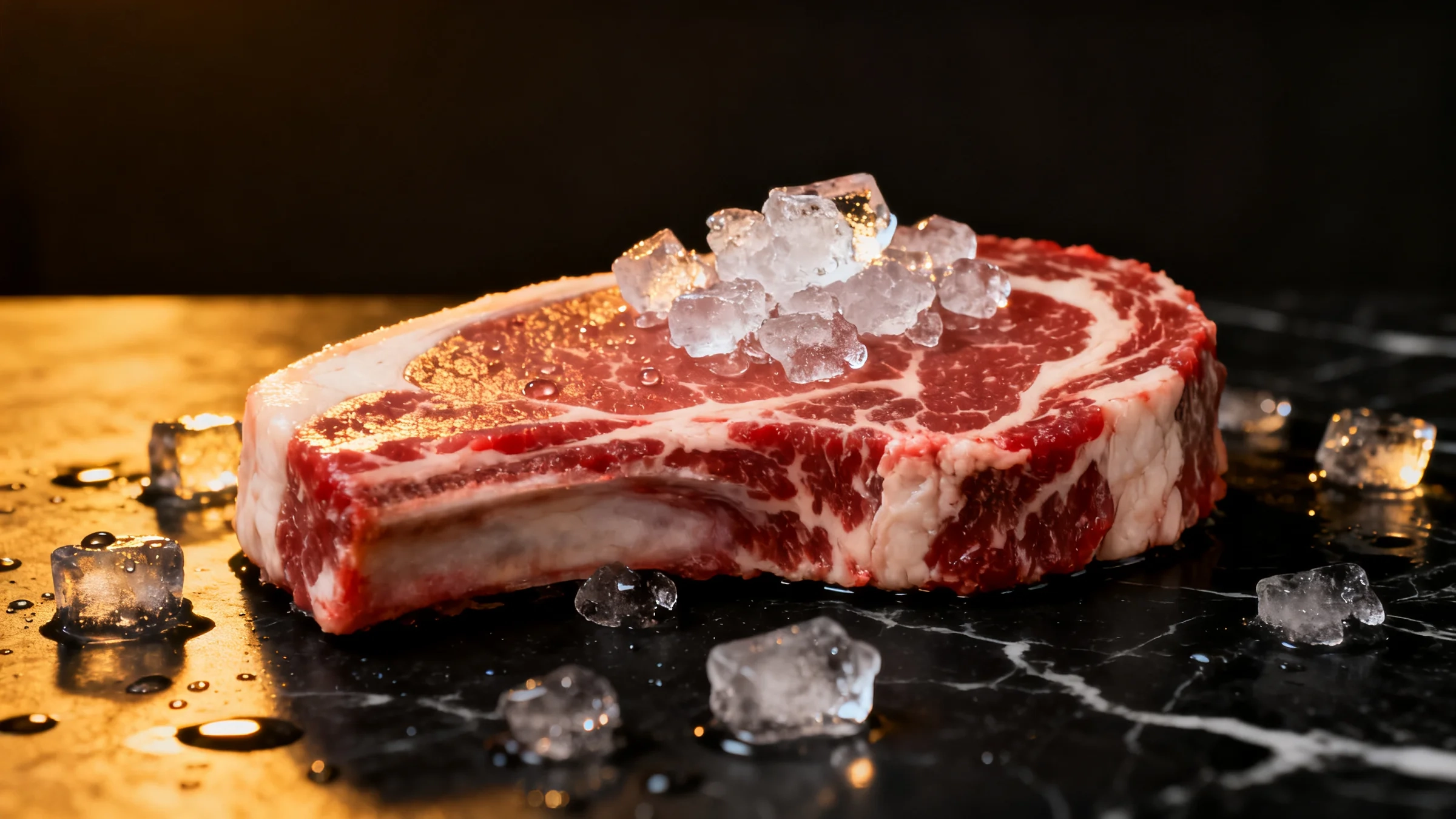 Premium Ribeye Steak with Ice
